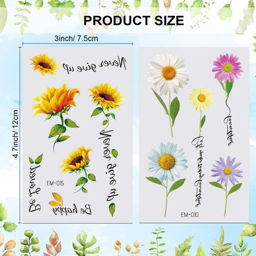 Konsait 25 Sheets Flower Temporary Tattoos, Fake Tiny Temporary Tattoo Waterproof Body Art Sticker for Women Girls Kids,Hand Neck Wrist, Brirthday Party Favour Supplies,Party Bags Filler