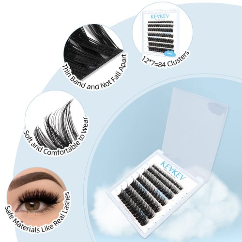 Lash Clusters 84 Pcs Cluster Lashes Eyelash Clusters DIY Cluster Eyelash Extensions Individual Lashes that Look Like Eyelash Extensions Natural Look Thin Band & Soft (Cirrus,C-12)