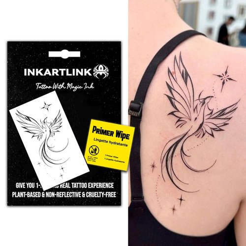 INKARTLINK Temporary Tattoos, Semi Permanent Tattoos Adult Art Designs Waterproof Temporary Tattoos Party Favors Tattoo Stickers Realistic, No Adhesive, Lasts 1-2 Weeks (Phoenix)