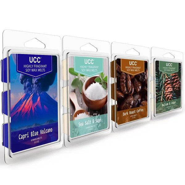 UCC Plant Based All Natural Wax Melts, Strong Fragrance, Long Lasting Premium Soy Scented Melts Cubes, Wax Melts Tarts, Colored Wax Melt - 4 Pack