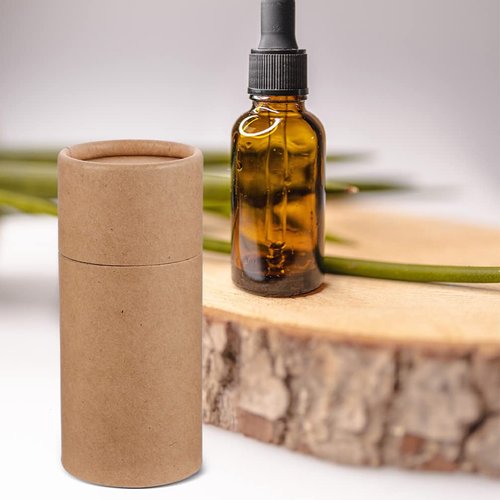 GLEAVI Empty Kraft Paper Jar Tube 15Pcs Round Paperboard 30ml Essential Oil Bottle Packaging Box Cardboard Deodorant Containers Brown Lipstick Boxes