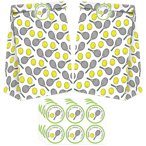 24 Pack Tennis Party Candy Favor Bags with Stickers, Tennis Goodie Gift Treat Bags Tennis Themed Birthday Party Supplies