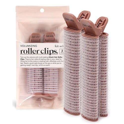 Kitsch Instant Volumizing Hair Clips for Women - Roller Clips for Volume, Curls & Root Lift for All Hair Types, Volumizing Hair Root Clips for Effortless Curl That Last, Easy to Use - 2pcs Terracotta