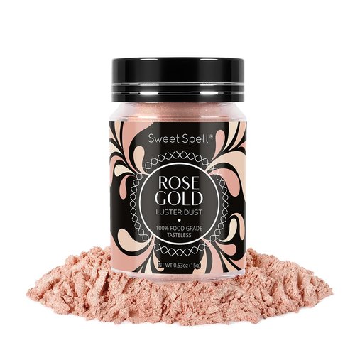 Sweet Spell Luster Dust Edible Glitter (15g) - Shimmer Pearl Dust Powder for Decorating Cakes, Chocolate, Drinks, Cocktails - 100% Edible, Food Grade, Vegan, Gluten-Free (Rose Gold)
