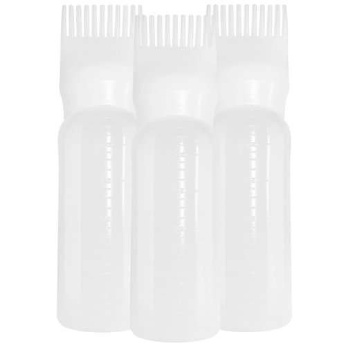 3 Pack Root Comb Applicator Bottle, Hair Oil Applicator Bottle, 6 Ounce Hair Dyeing Shampoo Oiling Hair Tools with Graduated Scale (White)