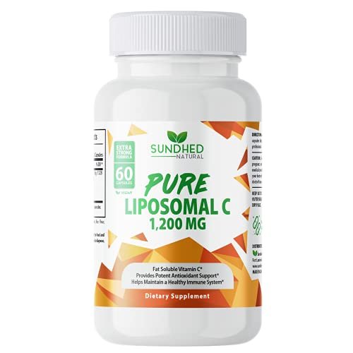 Sundhed Natural Pure Liposomal Vitamin C - 1200mg Immune System & Collagen Health Booster, Helps Anti Aging Skin Vitamins, Sodium Ascorbate, Sunflower Lecithin, Lypo Spheric - 60 Capsules