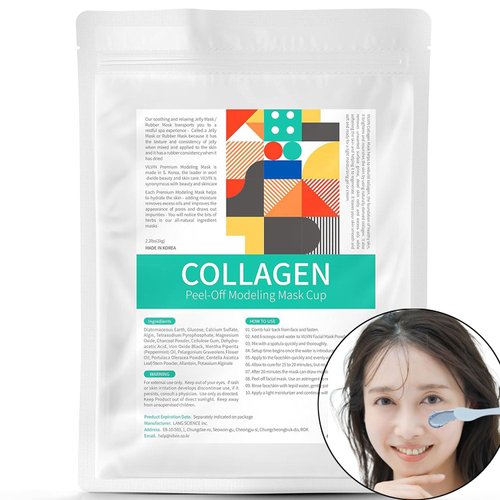 VILVIN Redness Soothing Modeling Mask Pack - Cooling Peel off Jelly Mask Powder Pack - 2.2 lbs - Face mask skin care for Soothing and Pore Management - Korean Skin Care Set - Modeling pack (Collagen)
