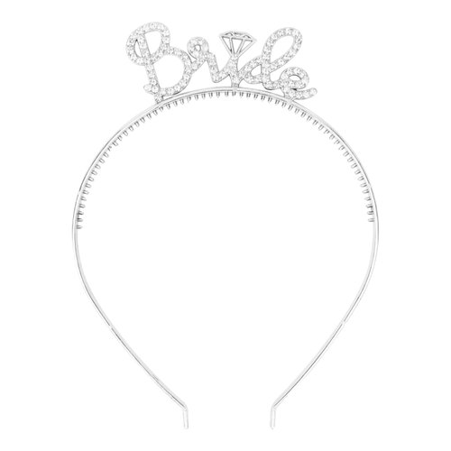 GAFATORY Silver Bride Rhinestone Headband for Women Bridal Hair Band for Wedding Bachelorette Party Favor and Decoration Bridal Shower Sparkle Headband for Bride to be Plastic Headbands