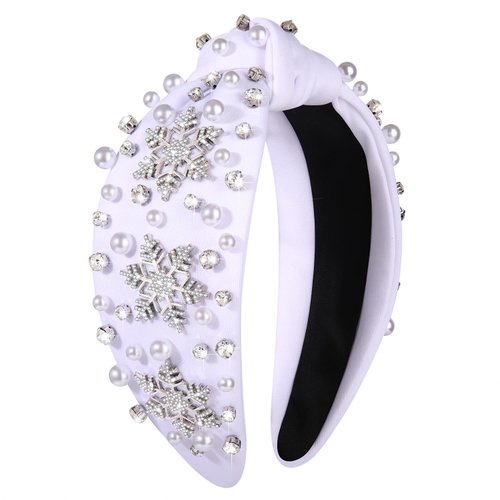 Christmas Snowflake Headband for Women Pearl Rhinestone Jewelry Snaowflake Hairband Winter Hollid...