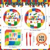 120 Pcs Building Blocks Birthday Paper Plates Napkins, Building Blocks Party Supplies Tableware Set for 24 Guests, Building Blocks Themed Birthday Party Decorations for Kids Boys Girls Baby Shower