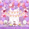 Happy Birthday Decorations for Women Girls - 50 PCS Purple Pink Birthday Decorations include Happy Birthday Banner Balloons Fringe Curtain Hanging Swirls for Birthday Party Supplies