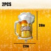 GOTPASS 2Pcs Beer Cup Balloons Beer Mug Cheers Mylar Foil Balloon for Summer Party, Beer Festival, Wedding, Birthday Party Decorations