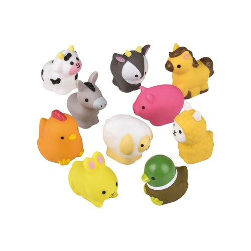 Ten (10) 2" Farm Animals Rubber Bath Toys with Costumes (Farm Animals)