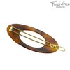 French Amie Oval Small 2 1/4” Celluloid Acetate Side Slide In Strong Hold Hair Clip Barrettes with Tige Boule Clasp for Girls and Women, Made in France (Tortoise Shell)