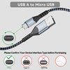 FEMORO Micro USB Cable 1ft Pack of 2 480Mbps Data Transfer & 12W Charging, MicroUSB 2.0 Charger Cord for PS4 Old Kindle Android Phones Raspberry Pi 3 and More