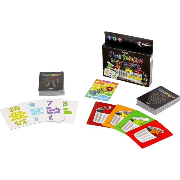Regal Games Garbage Monsters Card Game Set for Kids, Teens & Adults - 2-4 Player Fun Family Games - Travel Playing Cards (16 Garbage Monsters Cards)