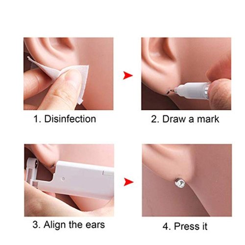 CHUANCI Pair Disposable Sterile Ear Piercing Unit Cartilage Tragus Helix Piercing Gun NO Pain Piercer Tool Machine Kit Stud Choose Design (Pair 450,Silver Star)