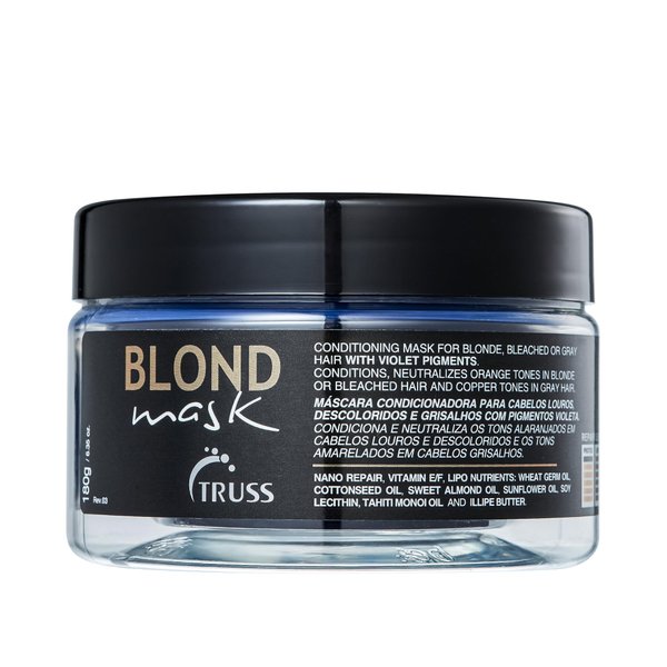 TRUSS Blond Mask - Hydrating Blonde Hair Mask + Purple Toner for Brassy Hair - Neutralizes Orange + Yellow Tones on Blonde, Bleached + Gray Hair - (6.35 oz)