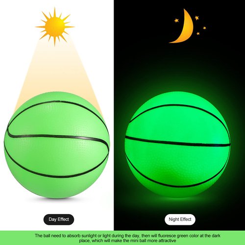 Skylety Hicarer 4 Pieces Glow in The Dark Mini Basketball for Mini Basketball Midnight Mini Indoor Basketball Small Basketball Toy Mini Cute Bouncy Ball for Kids, Adult(6.3 Inches)