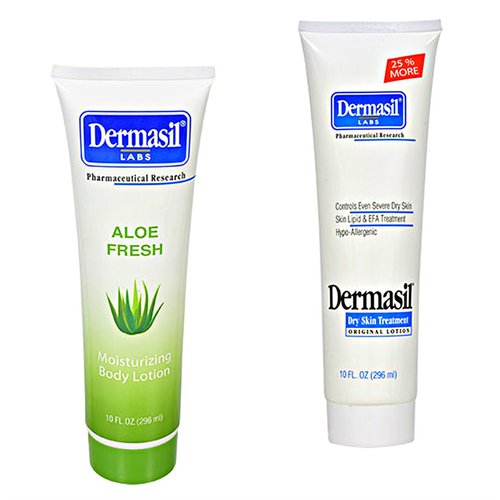 Body Lotion Skin Care Creamy Aloe (10 oz) Dry Skin (10 oz) 2 Item Bundle