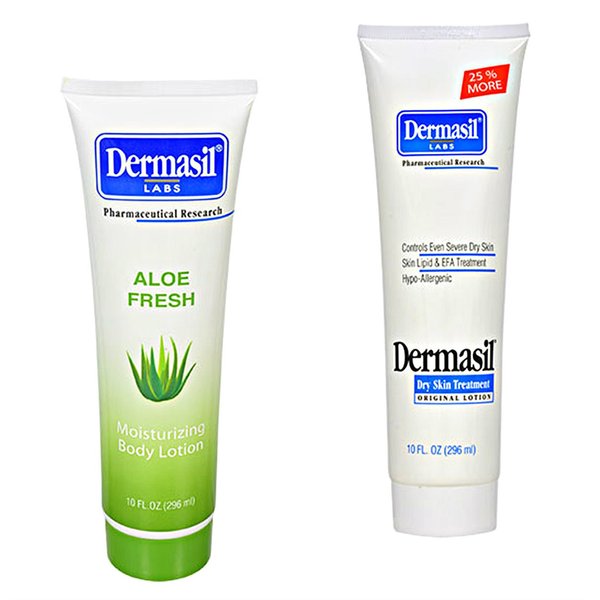 Body Lotion Skin Care Creamy Aloe (10 oz) Dry Skin (10 oz) 2 Item Bundle