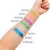 Mysense Green Body Glitter Stick, Waterproof Face Glitter Makeup, Festival Rave Pride Accessories, Hair Glitter Gel for Kids Women, Sparkling Mermaid Sequin Chunky Glitter Face Paint, 0.56oz