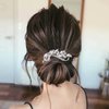 Yheakne Crystal Wedding Hair Comb Silver Rhinestone Hair Comb Barrette Bling Bridal Hair Clips Headpieces Decorative Head Comb Headwear Cz Crystal Hair Piece Sparkle Bride Hair Accessories for Women and Girls