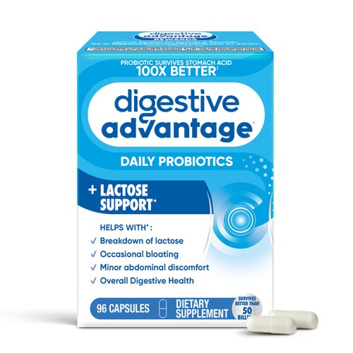 Digestive Advantage Lactose Defense Capsules (96 Count In A Box), Helps Breaks Down Lactose and Defend Against Digestive Upset, Supports Digestive and Immune Health, CFUs