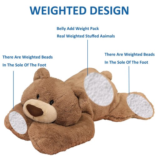 Hronsa Weighted Stuffed Animals, Weighted Bear Stuffed Animal Toy Cute Brown Bear Plush Pillow for Adults Boys Girls, 11.8in