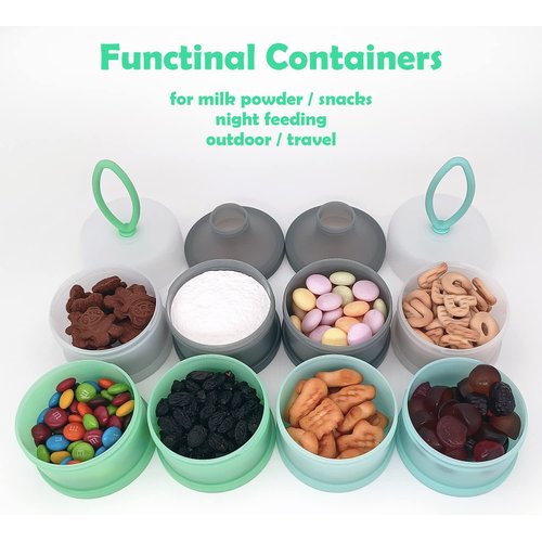 LADISO Baby Formula Dispenser, Formula Container, Portable Milk Powder Dispenser Container, Baby Feeding Travel Storage Container, Non-Spill Stackable Baby Snack Storage Container, BPA Free, 2 Packs