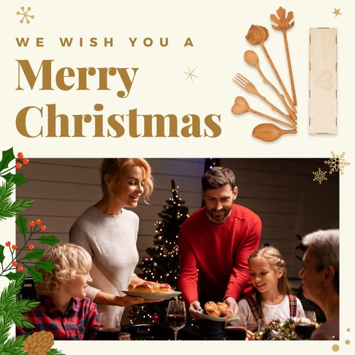 Natural Wooden Spoons and Forks Set (Set of 6), Valentines Day Gifts for Her, Cooking Gifts for Mom, Hostess Gifts,Happy New Year Gifts, Easter Gifts for Mom