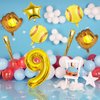 9pcs Softball Balloons, Softball Birthday Number Mylar Foil Balloon Softball Birthday Party Supplies Softball Birthday Decorations (9th)