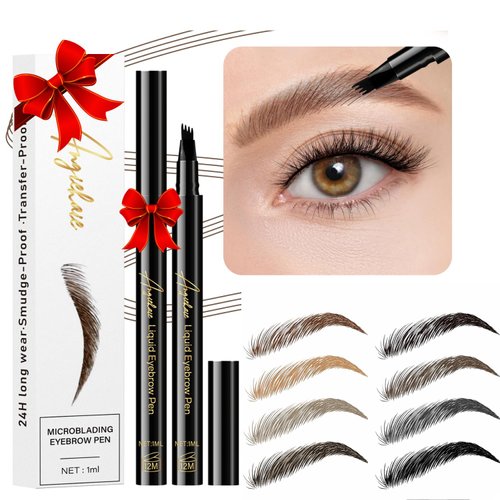 ANGIEHAIE Eyebrow Pencil (Soft Brown), Microblade Eyebrow Pen, 4 Point Microblade Brow Pen for Hair-Like Effect, Smudge-proof, Waterproof and Long Lasting.