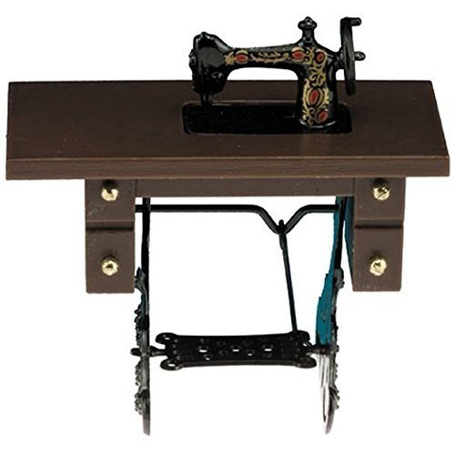 Dollhouse Miniature 1:12 Scale Sewing Machine on Walnut Stand