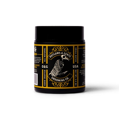 Outlaws and Gents Grooming Co. Beard and Body Butter - Bourbon Sandalwood Scented All-Natural Moisturizer for Men - Deeply Moisturizes Beard, Face, and Body