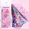 Flowers Nail Art Foil Transfer Stickers Decals, Holographic Pink Floral Nail Art Design, Acrylic Nails Supplies for Nail Transfer Glue Polish, Women Fingernails Toenails Nail Decoration (10 Sheets)