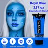Go Ho Royal Blue Face Body Paint Washable(2.37 oz),Water Based Cream Blue Face Paint,Smurf Mystique Avatar Clown Makeup,Blue Body Paint for SFX Cosplay Costumes Festivals Halloween Makeup