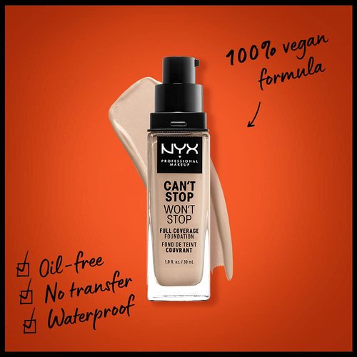 NYX PROFESSIONAL MAKEUP Can't Stop Won't Stop Full Coverage Foundation Makeup, Alabaster, 1 Ounce