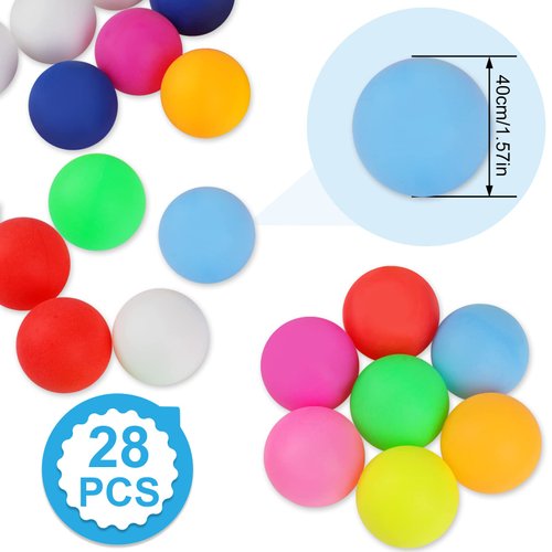 28 Pcs Colored Table Tennis Balls, 40mm for Game, Arts, Kids, Pet Toys