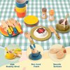 HAPGFS 30 PCS Wooden Play Dishes and Plates for Kids, Montessori Wooden Kitchen Accessories Tableware Set Toys for Toddler Gifts, Pretend Play Food Sets for Children Birthday 3 4 5 6 Boys Girls