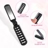 Mini Hair Brush, Travel Folding Hair Brush with Mirror Portable Small Vented Hair Brush Black Pocket Comb for Thick Curly Hair Blow Drying, Smoothing, Detangling, Mini Hairbrush for Women and Men