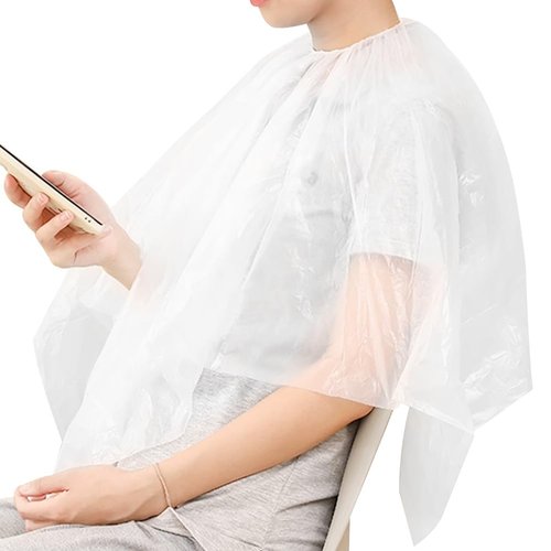 EHERDM 50 Pieces Disposable Hair Color Cape Transparent Waterproof Neck Shawl Hair Styling Salon Cape Hairdresser Salon Cloak Hair Cutting Short Cape for Hair Stylist Bleach Shampoo 39.3Inch