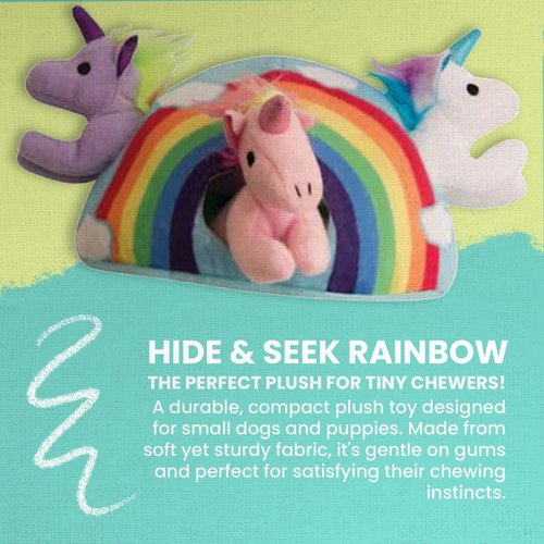Snugarooz Hide & Seek Rainbow Dog Toy with Repair Patch – Interactive Plush Rainbow & 3 Squeaky Unicorns for Fun and Mental Stimulation