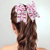 2Pcs Breast Cancer Awareness Cheerleader Bow Ponytail Holders Elastic Hair Tie for Cheerleaders Pink Ribbon Hair Bow for Women Hair Accessories for Breast Cancer Month