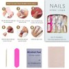 Sparkly Butterfly Press on Nails Short Almond Fake Nails Nude Pink with Butterfly Glitter Design False Nails Glossy Glue on Nails Full Cover Reusable Stick on Nails for Women and Girls Manicure 24Pcs