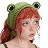 ClawsandPaws Crochet Frog Headband, Green Beanie Cap, Cute Animal Hairband, Anime Cartoon Frog Aesthetics, Grunge Punk Frog, Size 9.3inch x 16.5inch, Hand Wash Only, Unisex, Green