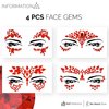Face Gems, Face Jewels - Self Adhesive- Face Glitter Jewel Tattoo Sticker Festival Gems Rave Party Body MakeUp Rhinestone Gems for Eyes Face Body, face gems for festivals, Halloween (4 PCS RED)
