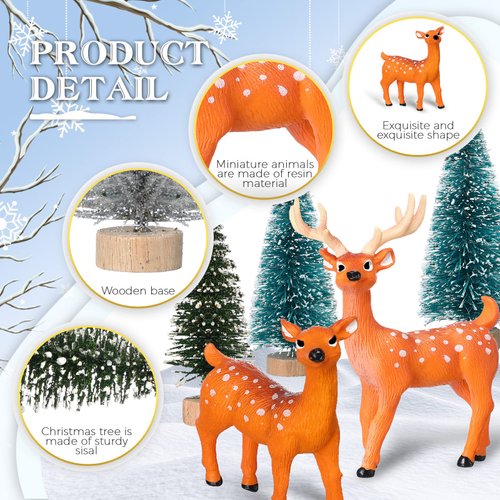 Macarrie 34 Pieces Woodland Animal Figurine Winter Creature Figure Wild Animal Toys Miniature Jungle Creatures Playset Bear Rabbit Squirrel Cake Toppers Gift for New Year Animal Birthday Decorations