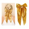 Yuyeran Super Big Bow Hair Clips French Style Soild Color Knotted Bowknot Spring Snap Barrettes Hair Clips with Long Ribbon for Women Girls (Gold)