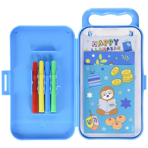 Blue Hanukkah Activity Set - 27-Piece Set | Assorted Paper, Marker & Sticker Decorations - Perfect for Party Favors, Giveaways & Creative Fun